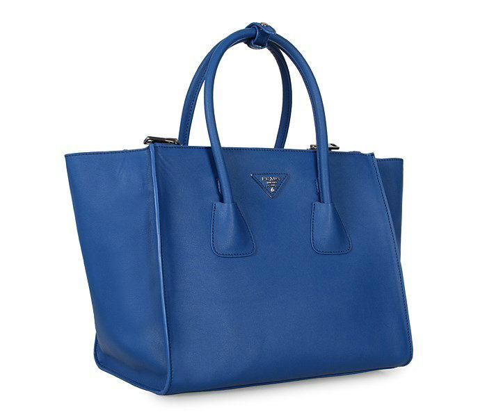 2014 Prada Glace Calf Leather Tote Bag BN2619 blue